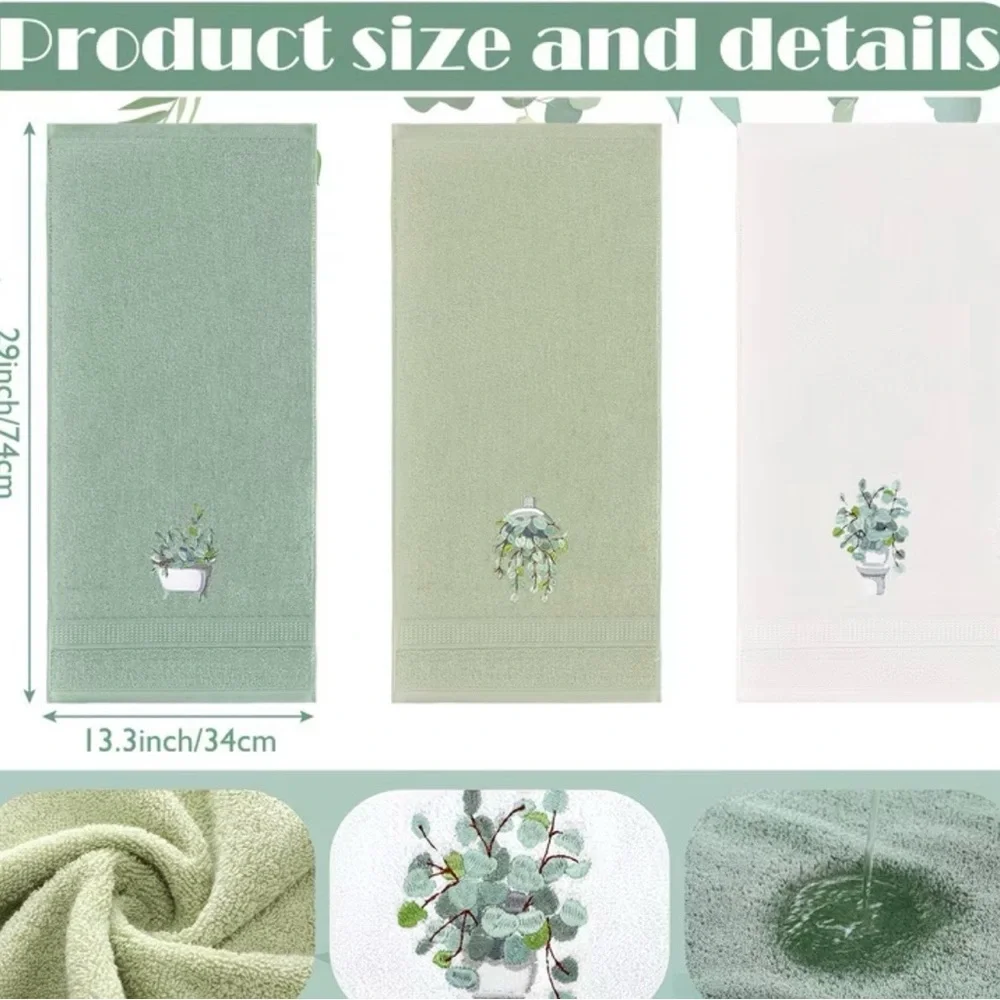 Elegant Green and White Bath Towel Set